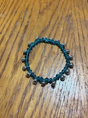 Teal Swarovski Crystal Beaded Bracelet with Silver Accents